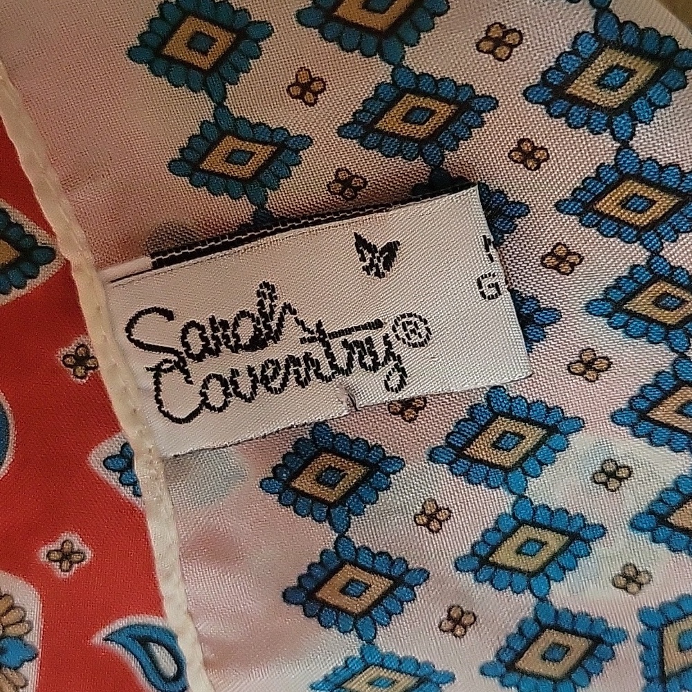Vintage Sarah Coventry Paisley-Inspired Geometric Scarf | 31” | Made in Italy - Picture 6 of 11